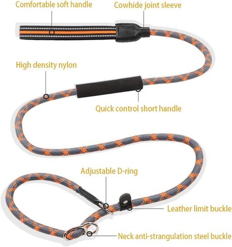 مقود Analovic سهل الانزلاق للكلاب بمقبض ناعم، مقود كلب متين عاكس بطول 6 أقدام، مقود تدريب للكلاب بدون سحب، مقود سهل الاستخدام للكلاب الصغيرة والمتوسطة والكبيرة. (L، الأزرق) in Kuwait