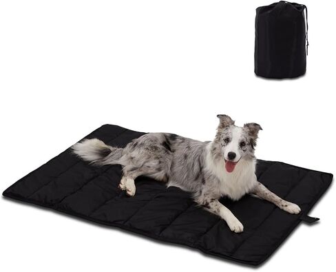 BDEUS 43x25In Large Size Outdoor Dog Bed, Waterproof & Portable Camping Travel Pet Mat, Easy to Clean, Washable Odor Resistant Pet Cooling Pad (Black) in Kuwait