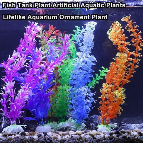 VOCOSTE 6 Pcs Aquarium Plastic Plants, Fish Tank Plant Artificial Aquatic Plants for Landspace Plant Decoration, Multicolor in Saudi Arabia