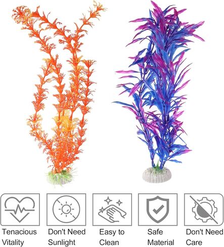 VOCOSTE 6 Pcs Aquarium Plastic Plants, Fish Tank Plant Artificial Aquatic Plants for Landspace Plant Decoration, Multicolor in Saudi Arabia