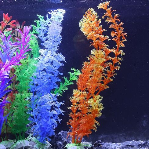 VOCOSTE 6 Pcs Aquarium Plastic Plants, Fish Tank Plant Artificial Aquatic Plants for Landspace Plant Decoration, Multicolor in Saudi Arabia