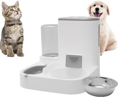 Auto Gravity Pet Food Feeder and Waterer Sets, 2 in 1 Automatic Pet Food Dispenser and Water Dispenser for Small Medium Pet Cats Dog, Cat Dog Food and Water Bowl for Dry Food (Green) in Saudi Arabia