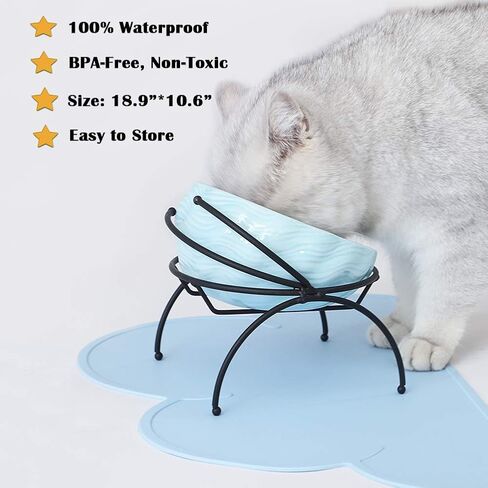 Silicone Pet Feeding Food Mat Dog Cat Placemat Mat with Raised Edge, Anti-Slip Waterproof Pet Bowl Mats Pet Food Tray (Black) in Saudi Arabia