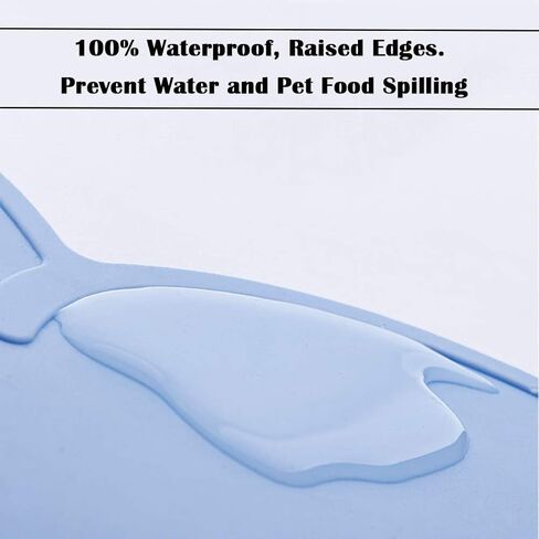 Silicone Pet Feeding Food Mat Dog Cat Placemat Mat with Raised Edge, Anti-Slip Waterproof Pet Bowl Mats Pet Food Tray (Black) in Saudi Arabia