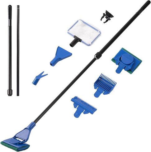 مجموعة أدوات تنظيف خزان الأسماك SOLEILLUNE، مجموعة تنظيف حوض السمك 5 في 1، بما في ذلك شبكة السمك، ومشط الحصى، ومكشطة الطحالب، وشوكة النبات، وفرشاة إسفنجة تنظيف زجاجية بمقبض طويل قابل للتعديل 21-31 بوصة in Kuwait