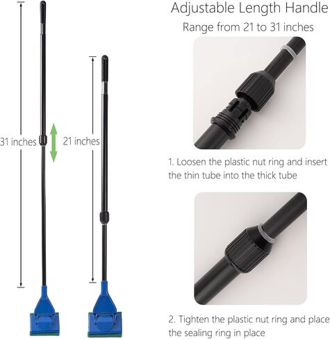 مجموعة أدوات تنظيف خزان الأسماك SOLEILLUNE، مجموعة تنظيف حوض السمك 5 في 1، بما في ذلك شبكة السمك، ومشط الحصى، ومكشطة الطحالب، وشوكة النبات، وفرشاة إسفنجة تنظيف زجاجية بمقبض طويل قابل للتعديل 21-31 بوصة in Kuwait