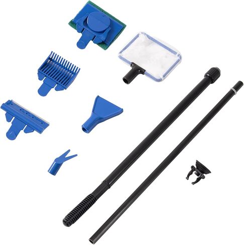 مجموعة أدوات تنظيف خزان الأسماك SOLEILLUNE، مجموعة تنظيف حوض السمك 5 في 1، بما في ذلك شبكة السمك، ومشط الحصى، ومكشطة الطحالب، وشوكة النبات، وفرشاة إسفنجة تنظيف زجاجية بمقبض طويل قابل للتعديل 21-31 بوصة in Kuwait