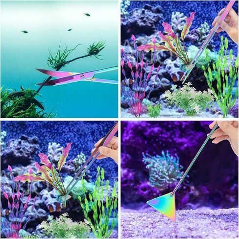 مجموعة أدوات Aquascape Aquascape من Liveek، 4 في 1، أداة مقاومة للصدأ للنباتات المائية، ملاقط من الفولاذ المقاوم للصدأ، مقص، ملعقة لحوض السمك، مجموعة أدوات Aquascape لخزان الأسماك... in Kuwait