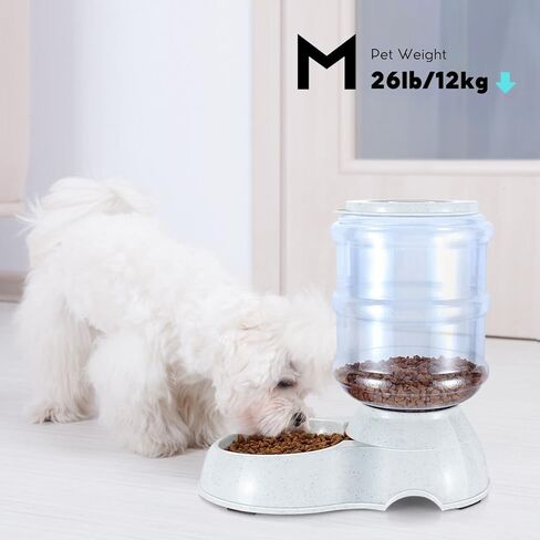 Flexzion Automatic Pet Feeder & Waterer Set of 2 Pack, Self Feeding Replenish Dog Cat Bowls, Gravity Food & Water Storage Container Fountain Jug Pet Supplies Plastic Skid Proof Rubber Feet (1 Gallon) in Kuwait