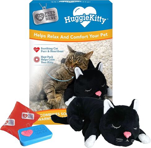 Pets Know Best HuggieKitty Cuddly Cat Toy, Soothing Sound & Warmth Help Relax & Comfort Your Pet- Purr & Heartbeat, Heating Pack- Orange in Saudi Arabia