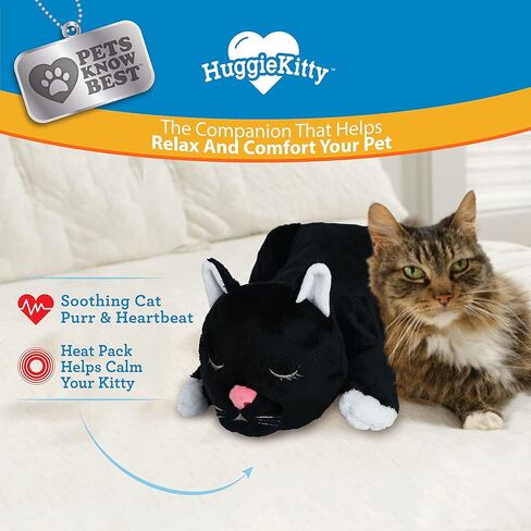 Pets Know Best HuggieKitty Cuddly Cat Toy, Soothing Sound & Warmth Help Relax & Comfort Your Pet- Purr & Heartbeat, Heating Pack- Orange in Saudi Arabia