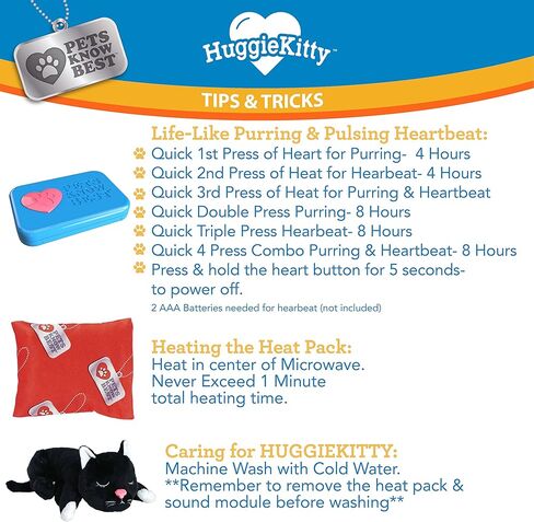 Pets Know Best HuggieKitty Cuddly Cat Toy, Soothing Sound & Warmth Help Relax & Comfort Your Pet- Purr & Heartbeat, Heating Pack- Orange in Saudi Arabia