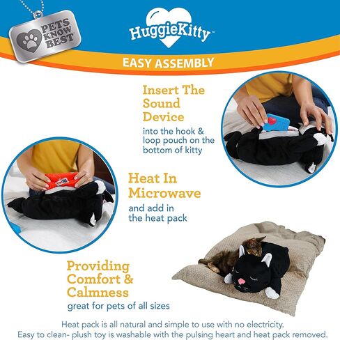 Pets Know Best HuggieKitty Cuddly Cat Toy, Soothing Sound & Warmth Help Relax & Comfort Your Pet- Purr & Heartbeat, Heating Pack- Orange in Saudi Arabia