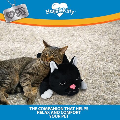 Pets Know Best HuggieKitty Cuddly Cat Toy, Soothing Sound & Warmth Help Relax & Comfort Your Pet- Purr & Heartbeat, Heating Pack- Orange in Saudi Arabia