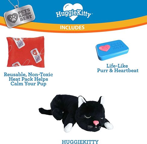 Pets Know Best HuggieKitty Cuddly Cat Toy, Soothing Sound & Warmth Help Relax & Comfort Your Pet- Purr & Heartbeat, Heating Pack- Orange in Saudi Arabia