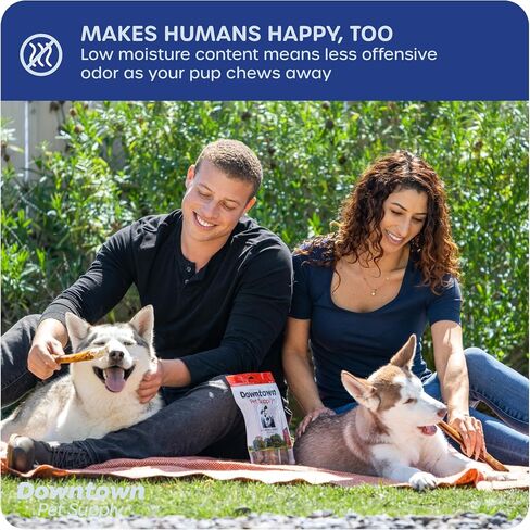 عصي الفتوة من Downtown Pet Supply مقاس 6 بوصات للكلاب الكبيرة، 5 عبوات من الأطعمة السميكة جدًا للمضغ العدواني، مكون واحد، مضغ أسنان طويل الأمد خالي من الجلود الخام للكلاب الكبيرة والمتوسطة in Saudi Arabia