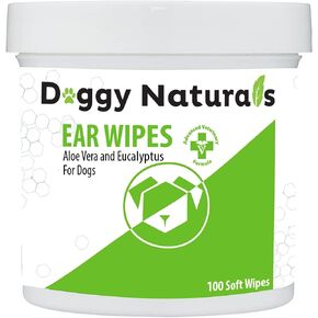 مناديل تنظيف أذن الكلب بالصبار والأوكالبتوس (100 قطعة) - منظف الأذن للكلاب لوقف خدش الأذن والالتهابات (صنع في الولايات المتحدة الأمريكية) (مناديل طبية، 100 قيراط مناديل الصبار والأوكالبتوس) in Kuwait