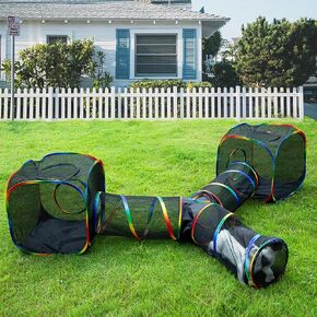 LUCKITTY Outdoor Rainbow Cat Enclosures Playground,Outside House for Indoor Cats Include Portable Cat Tent, 3 Way with 2 Cube Cat Tunnel, for Cats, Kitty and Small Animals,Within Storage Bag in Saudi Arabia