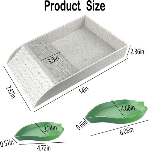3 PCS Tortoise Food Dish with Ramp and Tortoise Water Bowl,Gray Reptile Water Bowl,Reptile Water Dish Amphibians Habitat,Reptile Water Bowl for Turtles,Horned Frogs and Lizards（Brown） in Saudi Arabia