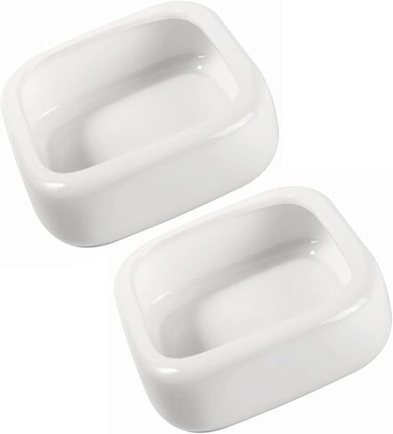 Reptile Food Bowls Ceramic Square Reptile Water Food Dish, Pet Food Bowl for Lizards, Young Bearded Dragons, Gecko Tortoise Spider, Small Snakes (White, Small 1-Pack) in Kuwait