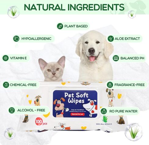 Sanwuta 10 Packs Pet Wipes 1000 Sheets Dog Wipes Puppy Cats Grooming Wipes for Paws and Butt Natural Plant Wipes for Skin Ears Face Eye Body Area Skin Cleaning at Home Bath or Travel in Saudi Arabia