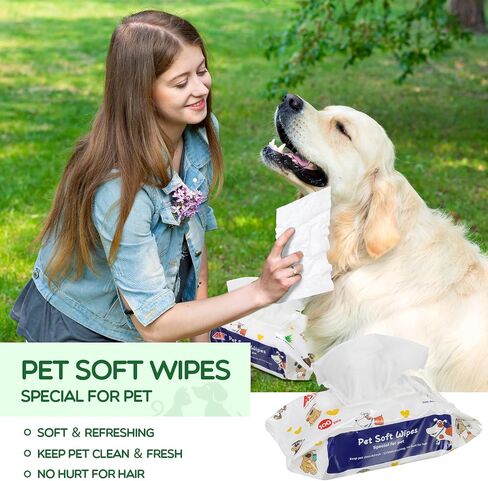 Sanwuta 10 Packs Pet Wipes 1000 Sheets Dog Wipes Puppy Cats Grooming Wipes for Paws and Butt Natural Plant Wipes for Skin Ears Face Eye Body Area Skin Cleaning at Home Bath or Travel in Saudi Arabia