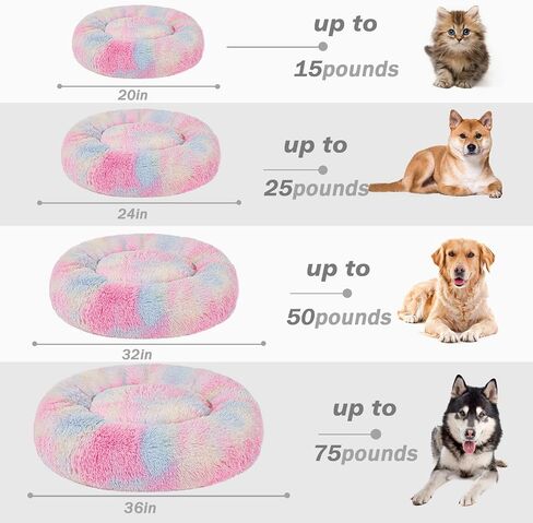 Patas Lague Calming Dog Bed for Small Dogs, Fluffy Soft Cozy Cat Bed, Faux Fur Anti-Anxiety Plush Donut Cuddler, Washable Pet Bed for All Seasons(20IN, Black) in Saudi Arabia
