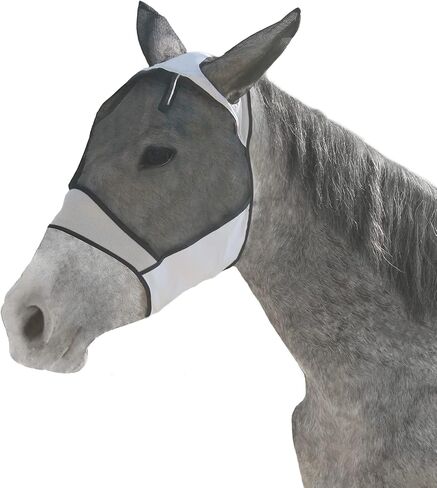 Horse Fly Mask,Fly Masks for Horses,Fly Masks for Horses with Ears,Horse Fly Mask with Ears,Fine Mesh Fly Mask with Ears,Lycra Fly Mask (Medium, Grey) in Kuwait