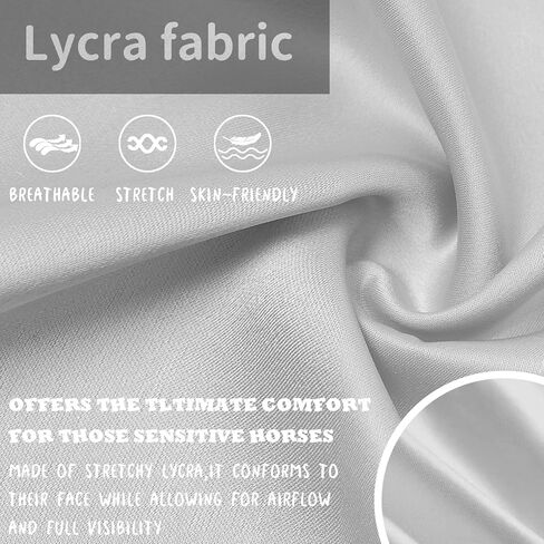 Horse Fly Mask,Fly Masks for Horses,Fly Masks for Horses with Ears,Horse Fly Mask with Ears,Fine Mesh Fly Mask with Ears,Lycra Fly Mask (Medium, Grey) in Kuwait