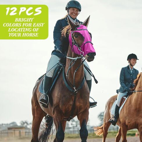 Sweetude 12 Pcs Horse Fly Mask with Ears Bulk, Protection Fly Mask for Horses with Breathable Fine Mesh Ear and Eye Net Comfortable Elasticity Half Face Cover Foal Fly Mask Supplies for Horse in Saudi Arabia