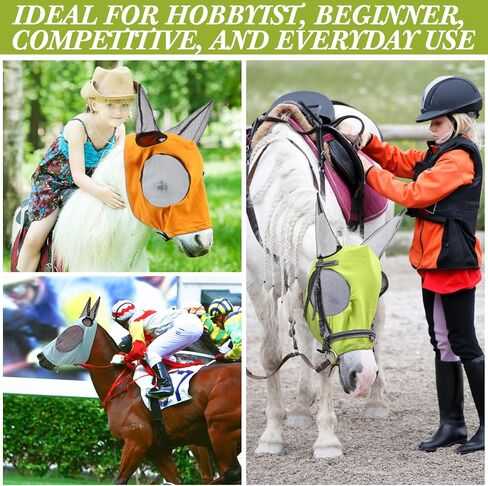 Sweetude 12 Pcs Horse Fly Mask with Ears Bulk, Protection Fly Mask for Horses with Breathable Fine Mesh Ear and Eye Net Comfortable Elasticity Half Face Cover Foal Fly Mask Supplies for Horse in Saudi Arabia