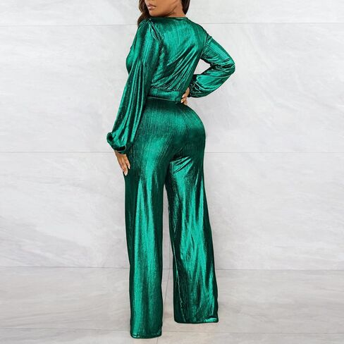 NOIPPONG Strapless Club Jumpsuit Women Sexy Long Sleeve V Neck Jumpsuits Slim Fit Nightclub Jumpsuit Costume for Women in Saudi Arabia