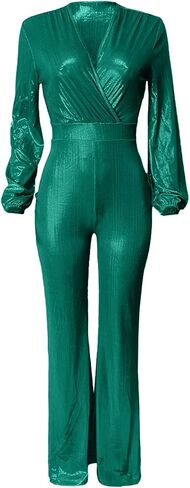 NOIPPONG Strapless Club Jumpsuit Women Sexy Long Sleeve V Neck Jumpsuits Slim Fit Nightclub Jumpsuit Costume for Women in Saudi Arabia