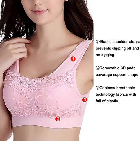 NOIPPONG الدانتيل Bralettes للنساء مبطن الرياضة الصدرية تانك القمم Wirefree الراحة اليوغا كامي الرياضة حمالات الصدر لليوجا اللياقة البدنية الجري in Saudi Arabia