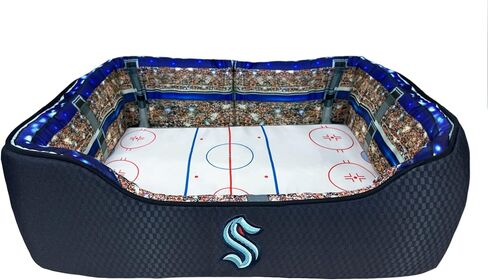 سرير الكلاب NHL Detroit Red Wings Stadium للكلاب، سرير وسادة للحيوانات الأليفة للكلاب، سرير كلب هوكي رياضي ووسادة صالة in Kuwait