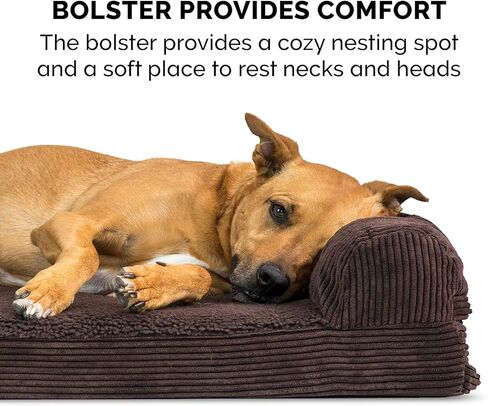 Furhaven Cooling Gel Dog Bed for Large Dogs w/ Removable Bolsters & Washable Cover, For Dogs Up to 125 lbs - Plush & Suede Sofa - Gray, Jumbo Plus/XXL in Kuwait