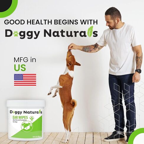 مناديل تنظيف أذن الكلب بالصبار والأوكالبتوس (100 قطعة) - منظف الأذن للكلاب لوقف خدش الأذن والالتهابات (صنع في الولايات المتحدة الأمريكية) (مناديل طبية، 100 قيراط مناديل الصبار والأوكالبتوس) in Kuwait