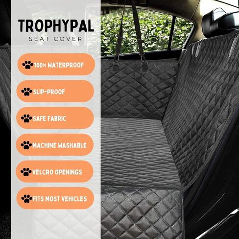 Trophy Pal Dog Car Seat Cover for Back Seat - Anti-Scratch Dog Car Hammock with Mesh Window, Standard Dog Seat Cover for Cars/SUVs, Nonslip Dog Car Hammock, Waterproof Pet Seat Cover, Black in Saudi Arabia