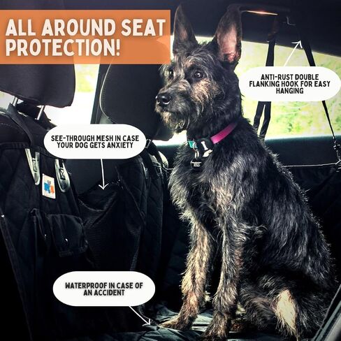 Trophy Pal Dog Car Seat Cover for Back Seat - Anti-Scratch Dog Car Hammock with Mesh Window, Standard Dog Seat Cover for Cars/SUVs, Nonslip Dog Car Hammock, Waterproof Pet Seat Cover, Black in Saudi Arabia