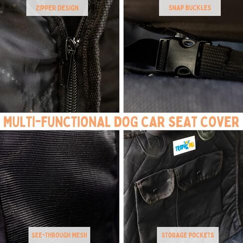 Trophy Pal Dog Car Seat Cover for Back Seat - Anti-Scratch Dog Car Hammock with Mesh Window, Standard Dog Seat Cover for Cars/SUVs, Nonslip Dog Car Hammock, Waterproof Pet Seat Cover, Black in Saudi Arabia