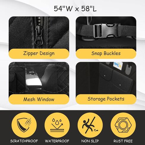 Trophy Pal Dog Car Seat Cover for Back Seat - Anti-Scratch Dog Car Hammock with Mesh Window, Standard Dog Seat Cover for Cars/SUVs, Nonslip Dog Car Hammock, Waterproof Pet Seat Cover, Black in Saudi Arabia