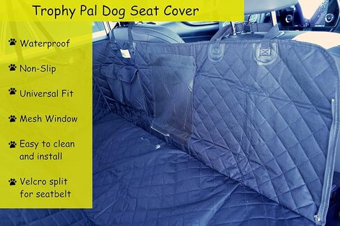 Trophy Pal Dog Car Seat Cover for Back Seat - Anti-Scratch Dog Car Hammock with Mesh Window, Standard Dog Seat Cover for Cars/SUVs, Nonslip Dog Car Hammock, Waterproof Pet Seat Cover, Black in Saudi Arabia