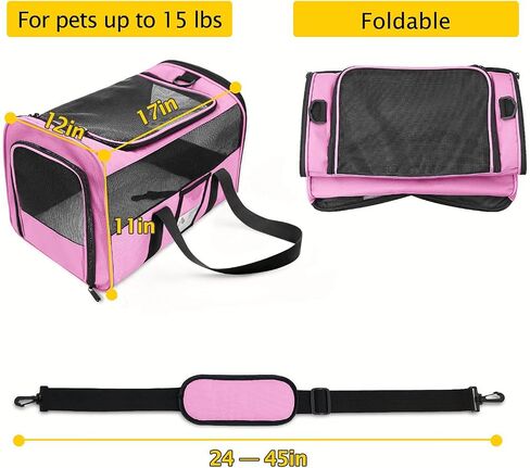 Refrze Pet Carrier Airline Approved, Cat Carriers for Medium Cats Small Cats, Soft Dog Carriers for Small Dogs Medium Dogs, TSA Approved Pet Carrier for Cats Dogs of 15 Lbs, Puppy Carrier,Grey in Saudi Arabia