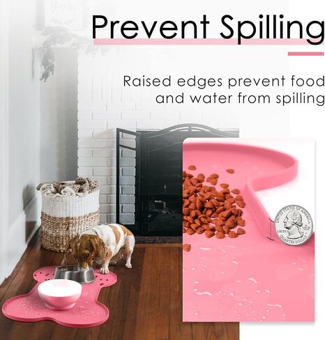 Dog Food Mat Dog Bowl Mat for Food and Water Silicone Non Spill Cat Feeding Mat Puppy Placemat Waterproof - 20.5" x 14.5", Black in Saudi Arabia
