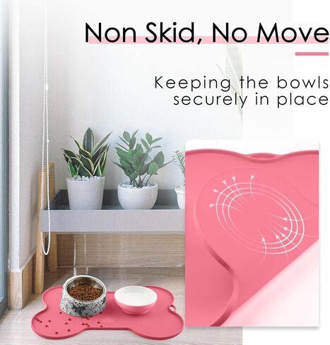 Dog Food Mat Dog Bowl Mat for Food and Water Silicone Non Spill Cat Feeding Mat Puppy Placemat Waterproof - 20.5" x 14.5", Black in Saudi Arabia