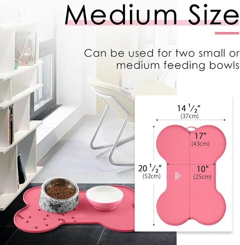 Dog Food Mat Dog Bowl Mat for Food and Water Silicone Non Spill Cat Feeding Mat Puppy Placemat Waterproof - 20.5" x 14.5", Black in Saudi Arabia