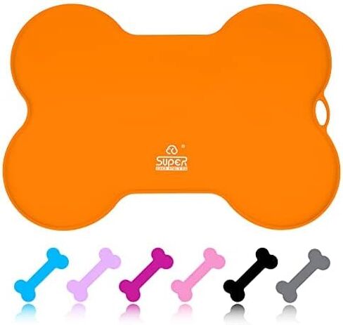 Dog Food Mat Dog Bowl Mat for Food and Water Silicone Non Spill Cat Feeding Mat Puppy Placemat Waterproof - 20.5" x 14.5", Black in Saudi Arabia