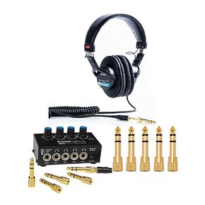 Sony MDR7506 Folding Professional Closed Ear Headphones Bundle with Stereo Headphone Amplifier with DC 12V Power Adapter and Stereo Aux Adapter (5-Pack) (3 Items) in Saudi Arabia
