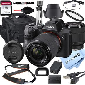 Sony intl Alpha a7 III Mirrorless Digital Camera with 28-70mm Lens, 32GB Card, Tripod, Case, and More (18pc Bundle) (Renewed) Black in Kuwait