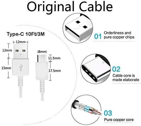 Genuine Charging 1A Wall Kit Upgrade Compatible with Samsung SM-A102U as a Replacement Plus Detachable Hi-Power USB-C 2.0 Data Sync Cable! (White 110-240v) in Saudi Arabia